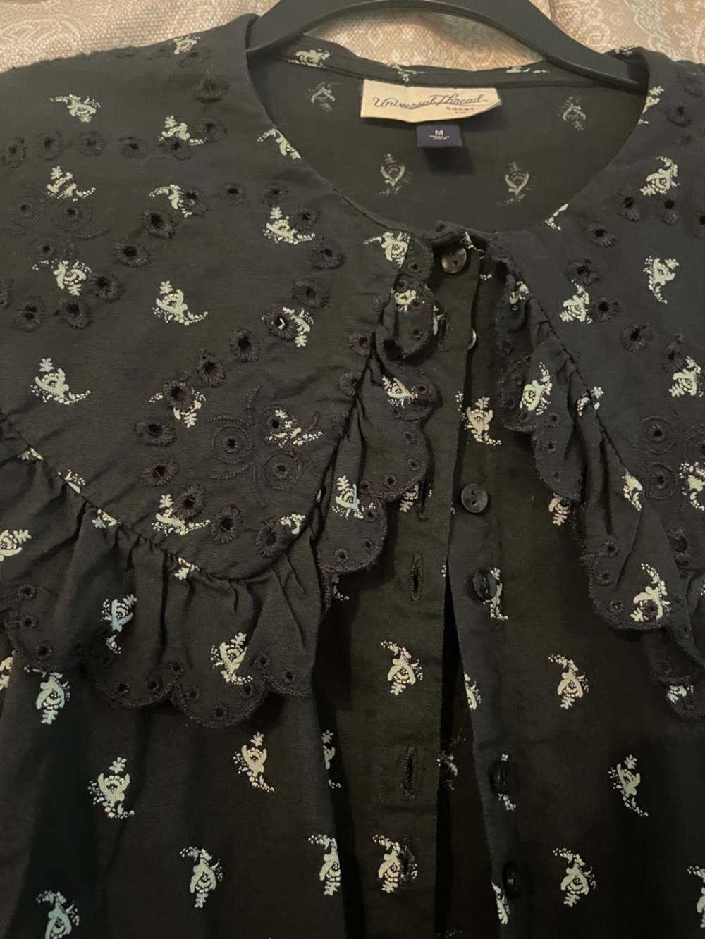 Universal Thread Black Floral Peter Pan Collar Blouse - Picture 5 of 7